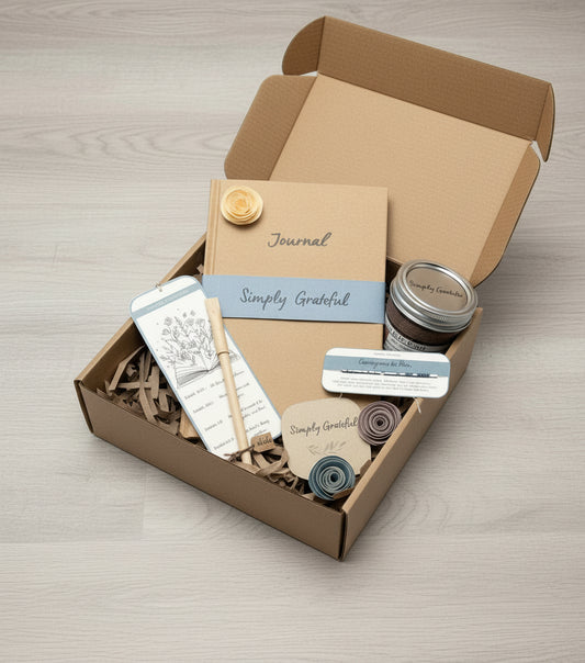 Abide & Seek Box- Down To Earth Collection-Simply Grateful Christian Encouragement Gift Box – Scripture Cards, Journal, Bookmark & Bracelets – Faith-Based Quiet Time Set