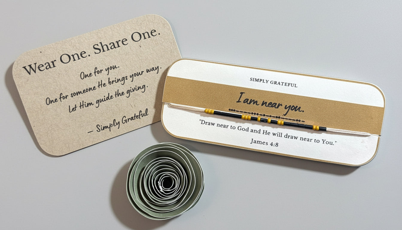 Morse Code Bracelet Bundle- Secret Message Bracelet + 7 Matching Verse Cards