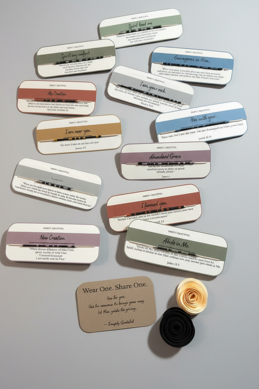 Morse Code Bracelet Bundle- Secret Message Bracelet + 7 Matching Verse Cards